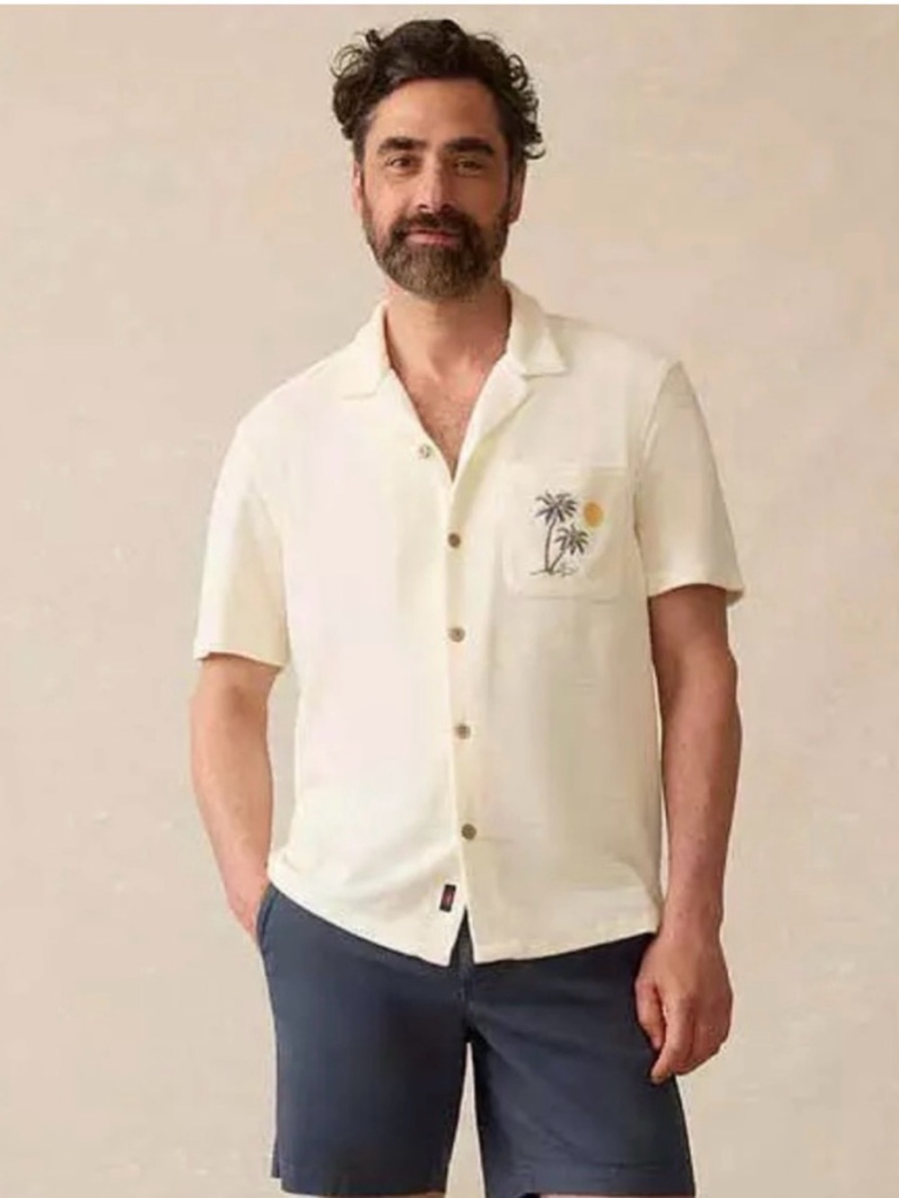 Faherty Men’s Cabana Terry Cloth Button Down Shirt Sand Beach XL NWT $158